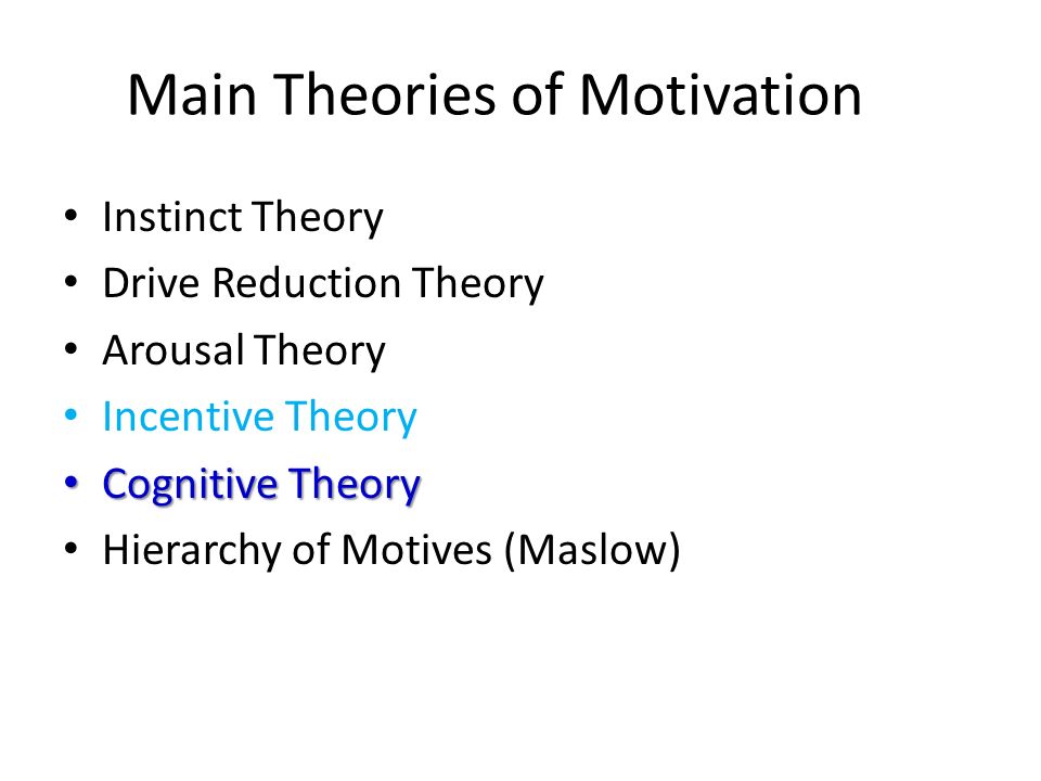 Theories and concepts of motivation